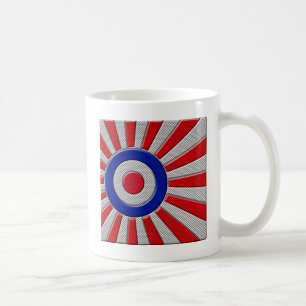 Caneca De Café Mod Roundel Asiático Sunburst no Estilo de Fibra d