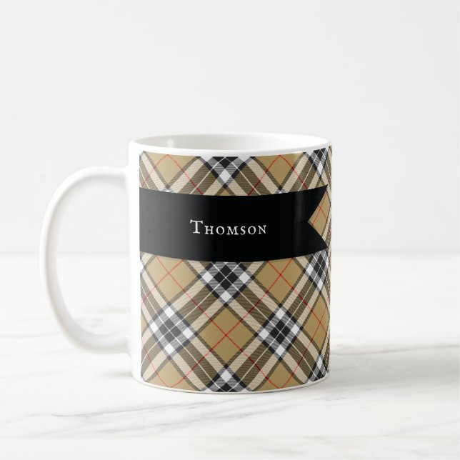 Caneca De Café Moda da Família de Padrão de Xadrez Thomson Camel  (Esquerda)