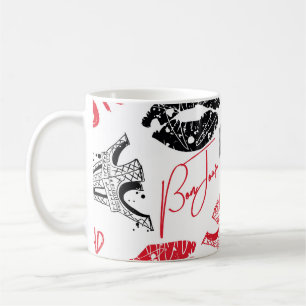 Caneca De Café Moda de Paris, padrão caligráfico da Torre Eiffel.