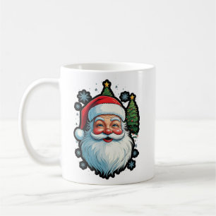 Caneca De Café "Moda Festiva: Papais noeis, Neve e Árvore de Nata
