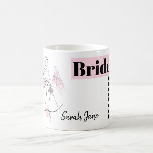 Caneca De Café Moda Noiva Rosa Grupo Bridesmaid Nome
