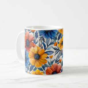 Caneca De Café Moda rústica floral padrão retrô