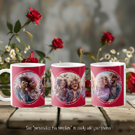 Caneca De Café Modelo 3 Colagem de Fotos Circulares Vermelho C81