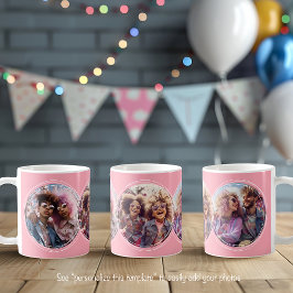 Caneca De Café Modelo 3 Fotos circulares Colagem rosa C51