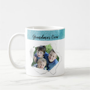 Caneca De Café Modelo Azul Verde de Foto com Furos de Papel Perso