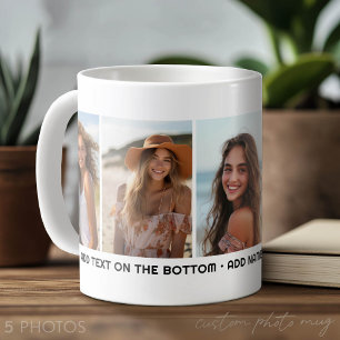 Caneca De Café Modelo de 5 Fotos Moderno Texto Minimalista Abaixo