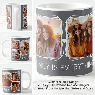Caneca De Café Modelo de Colagem de 6 Fotos Modern Memory Cinza C
