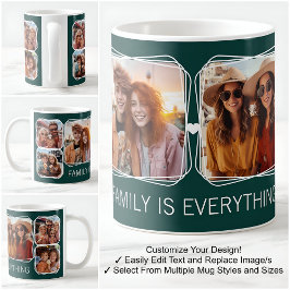 Caneca De Café Modelo de Colagem de 6 Fotos Modern Memory Verde C