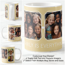 Caneca De Café Modelo de Colagem de Fotos Modern Memory 6 Amarelo