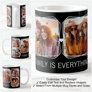 Caneca De Café Modelo de Colagem de Fotos Modern Memory 6 Preto C