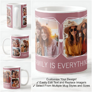 Caneca De Café Modelo de Colagem de Fotos Modern Memory 6 Rosa C1