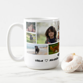 Caneca De Café Modelo de Colagem Personalizado com 14 Fotos e Tex