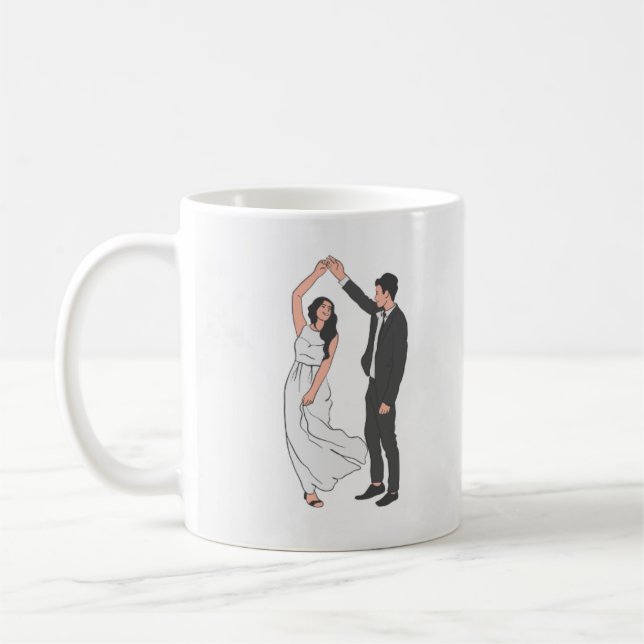 Caneca De Café Modelo de Convite de Casamento Elegante - Flo Româ (Esquerda)
