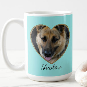 Caneca De Café Modelo de Foto Coração com Brilho e Nome Personali