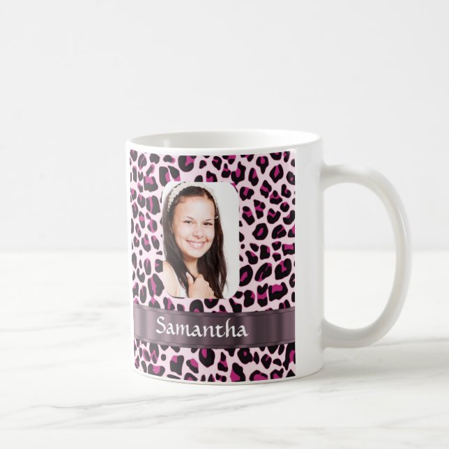 Caneca De Café Modelo de fotografia de leopardo rosa (Direita)