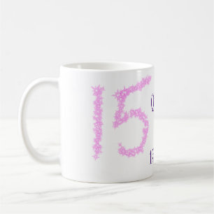 Caneca De Café Modelo de glitter rosa de 15 anos de Quinceanera