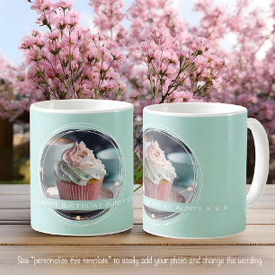 Caneca De Café Modelo de Mensagem de Foto Lembrança Tia Aqua C112