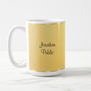 Caneca De Café Modelo de Script Manuscrito Dourado Faux