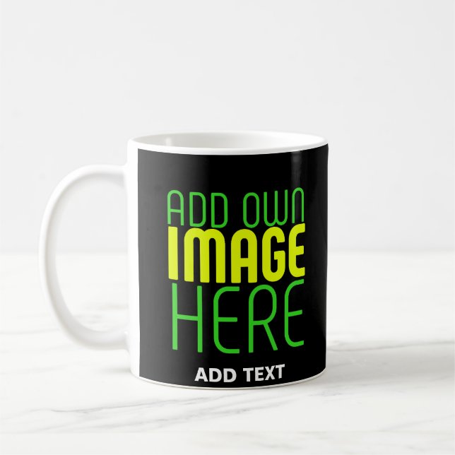 CANECA DE CAFÉ MODELO DE TEXTO DE IMAGEM NEGRA SIMPLES EDITÁVEL M (Esquerda)