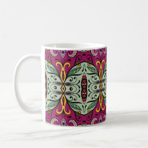 Caneca De Café Modelo Étnico Geométrico Tribal Floral