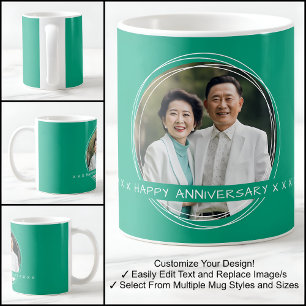 Caneca De Café Modelo Mensagem de Foto Lembrança Casamento Verde