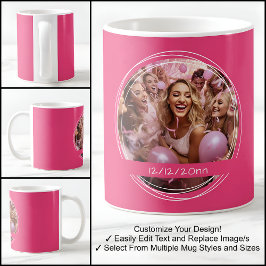 Caneca De Café Modelo Mensagem de Foto Lembrança Evento Rosa C58