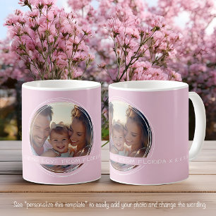 Caneca De Café Modelo Mensagem de Foto Lembrança Família Rosa C52