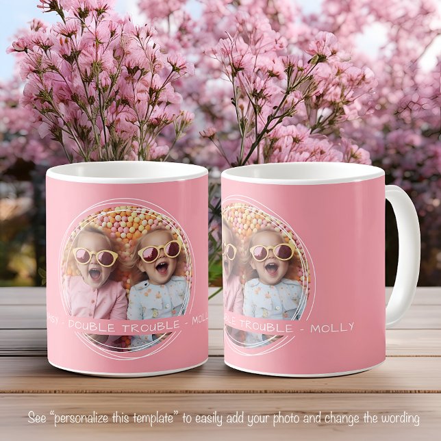 Caneca De Café Modelo Mensagem de Foto Lembrança Gêmeas Rosa C51 (Criador carregado)