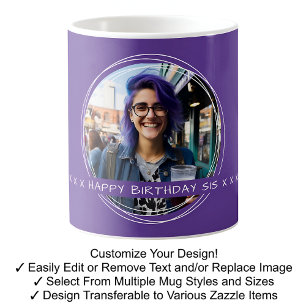 Caneca De Café Modelo Photo Message Keepsasasaame Sister Purple C
