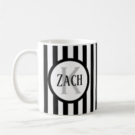 Caneca De Café Modelo Preto-Preto C00 Curto Nome Striped Nome Ini