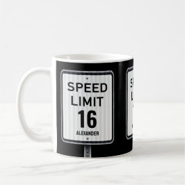 Caneca De Café Modern 16th Birthday Speed Sign