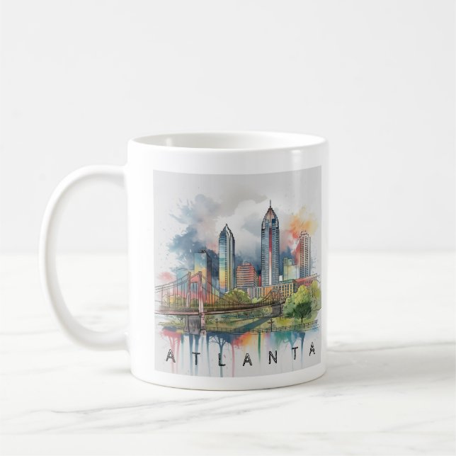 Caneca De Café Modern Atlanta Georgia Stylized Watercolor (Esquerda)