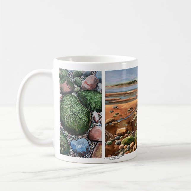 Caneca De Café Modern Beach Greens e Sandy Browcape (Esquerda)