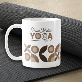 Caneca De Café Modern Beige Brown Geométrico Pattern Yoga Studio