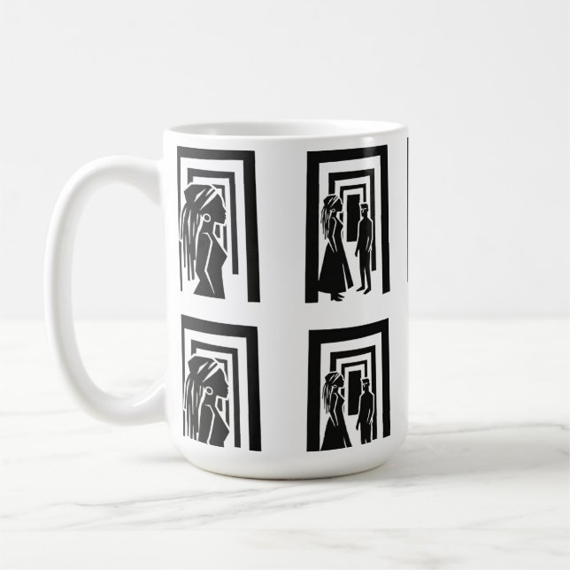 Caneca De Café Modern Black Silhouette Unity Design (Esquerda)