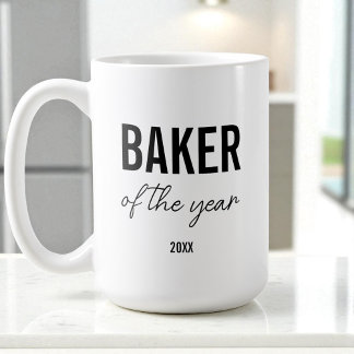 Caneca De Café Modern Black Typography Simple Personalized Baker
