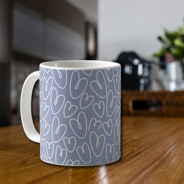 Caneca De Café Modern Blue Heart (Criador carregado)