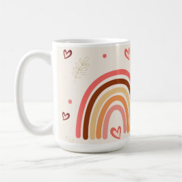 Caneca De Café Modern Boho Rainbow Bolinhas Love and Harts