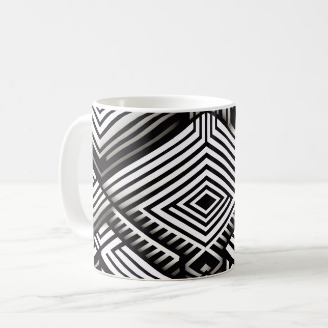 Caneca De Café Modern bold Abstract Monochrome Geometric Pattern (Frente Esquerda)