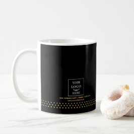 Caneca De Café Modern Business Logo Black Gold Dots Branded