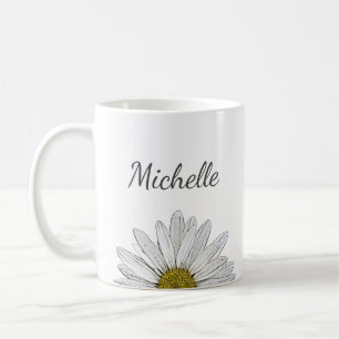 Caneca De Café Modern Daisy Elegant Floral Personalizado
