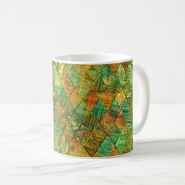 Caneca De Café Modern Decorative Geometric Stained Glass (Frente Esquerda)