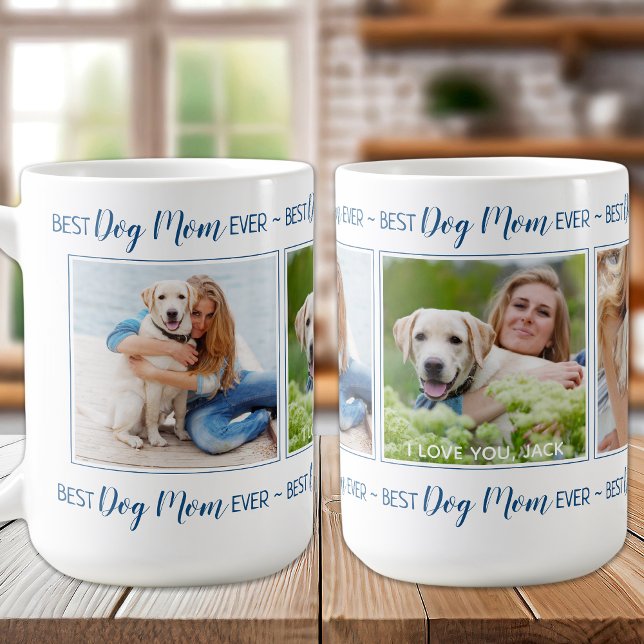 Caneca De Café Modern Dog Mãe Personalizada 3 Foto (Criador carregado)