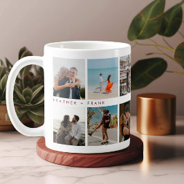 Caneca De Café Modern Elegant Chic Script Photos Valentine's Day