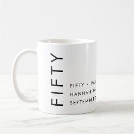 Caneca De Café Modern Fifty Name Date Bold 50th Birthday Party