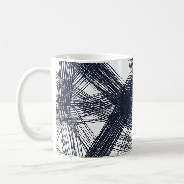 Caneca De Café ✨ Modern Hatching Line Pattern Print ✨ (Esquerda)