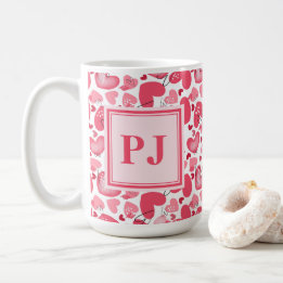 Caneca De Café Modern Hearts Pattern Valentines  