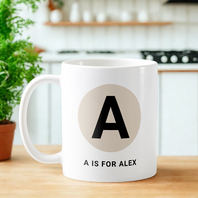 Caneca De Café Modern Initial Mug – “A is for [Name]” Design (Criador carregado)