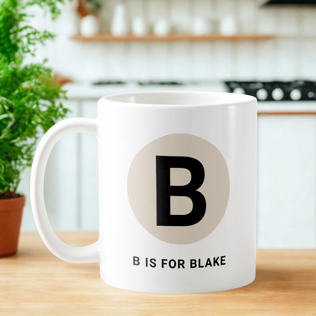 Caneca De Café Modern Initial Mug – “B is for [Name]” Design (Criador carregado)