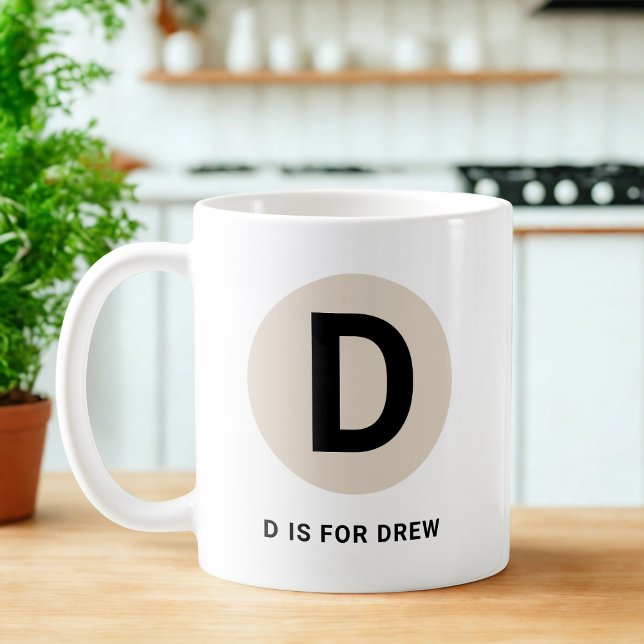 Caneca De Café Modern Initial Mug – “D is for [Name]” Design (Criador carregado)